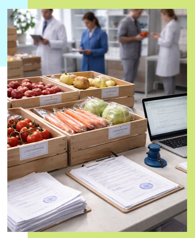 Сертификация овощей и фруктов в Кунгуре от 8718 р. | Алешин-Кнг