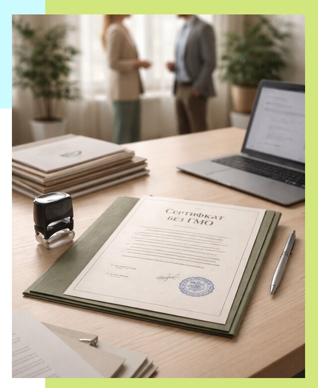 Сертификат без ГМО в Кунгуре от 7692 р. оформить срочно Алешин-Кнг